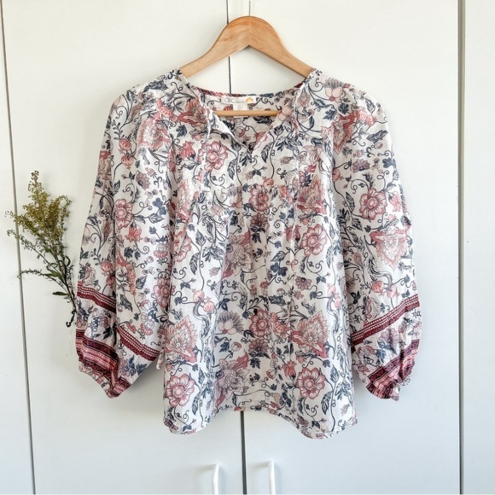 C&C California Floral Print Cotton Boho Top • Sz S